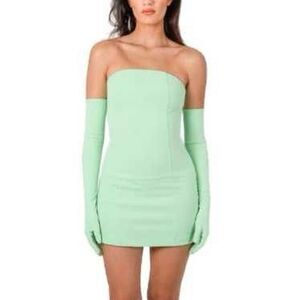 NWT Miscreants London Cupid Mini Dress With Gloves In Green UK 12 US 8